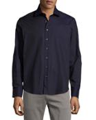 Dot-print Long-sleeve Sport Shirt, Wineberry