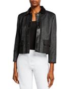 Stand-collar Snap-front Short Denim Jacket With