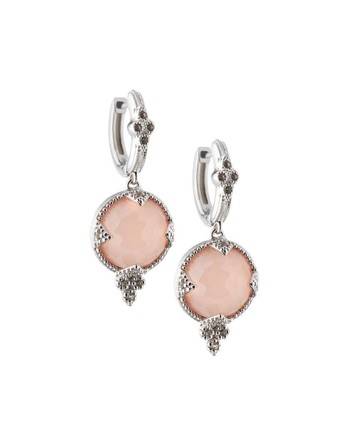 Round Quad Drop Earrings, Pink Opal/rose Quartz