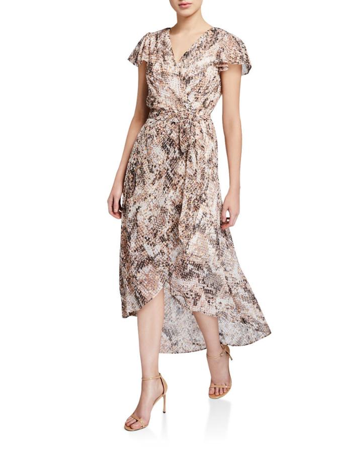 Python-print High-low Wrap Dress