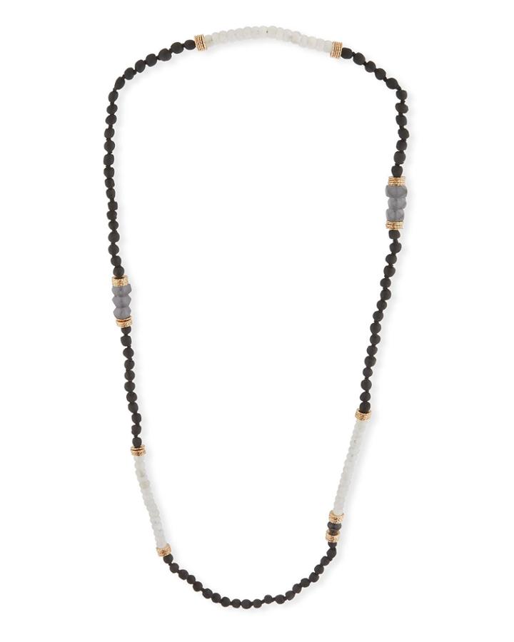 Long Moonstone Beaded Necklace