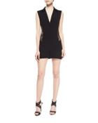 Seduction Mesh-side Collared Short Jumpsuit, Black