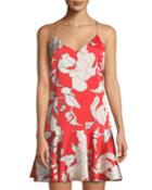 Floral-print Charmeuse Spaghetti