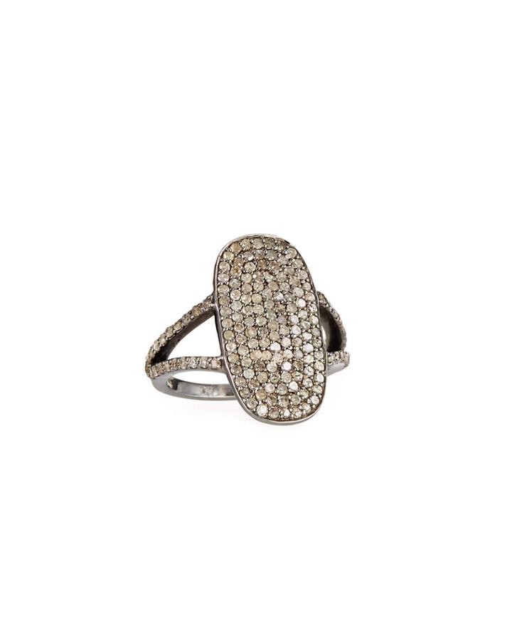 Champagne Diamond Pave Oval Ring