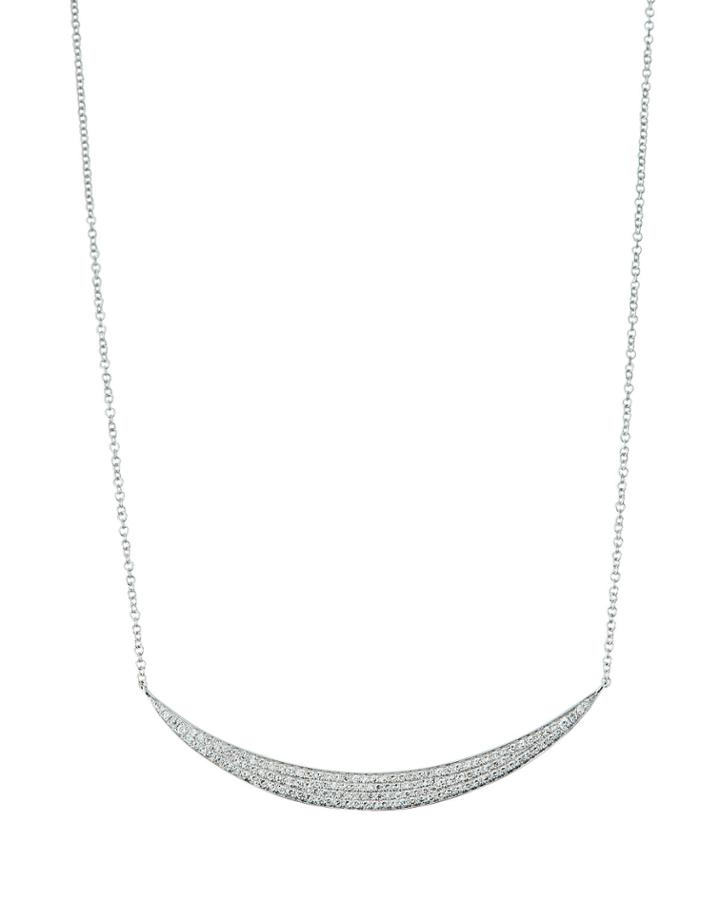 14k White Gold Diamond Jumbo Crescent Necklace