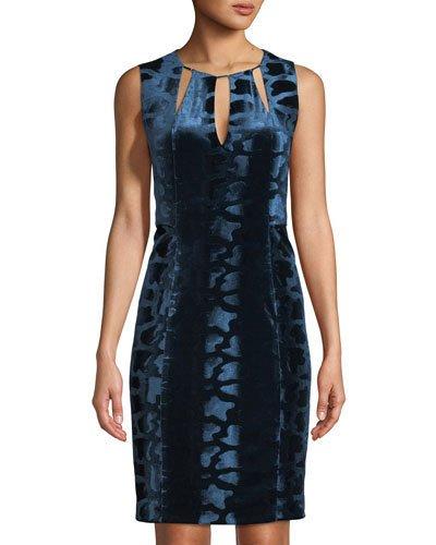 Velvet-burnout Necklace Dress