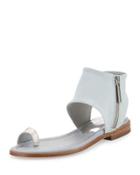 Lily Stretch-ankle Flat Sandal, Silver/light Gray