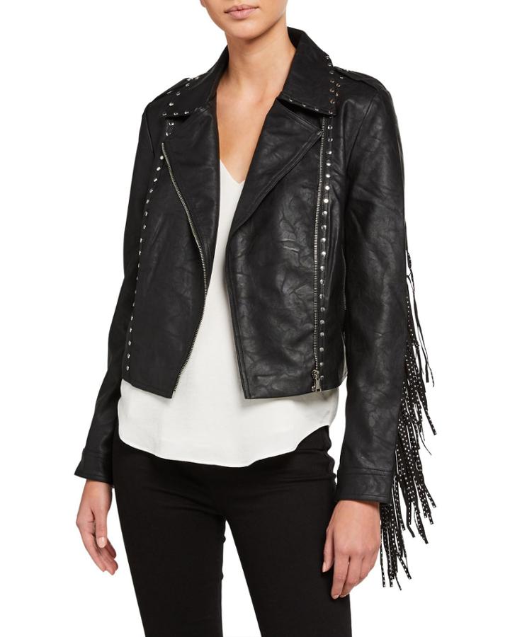 Fringe Studded Faux-leather