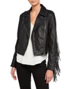 Fringe Studded Faux-leather