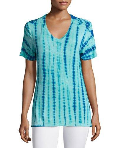 V-neck Tie-dye Tee, Waterfall/turkish Tile