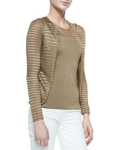 Open Mesh-knit Cardigan, Dark