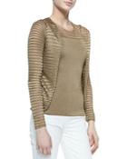 Open Mesh-knit Cardigan, Dark