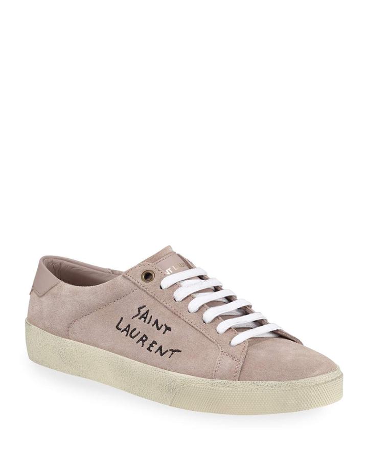 Embroidered Logo Suede Low-top