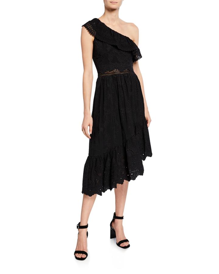 One-shoulder Embroidered Asymmetric