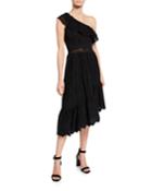 One-shoulder Embroidered Asymmetric