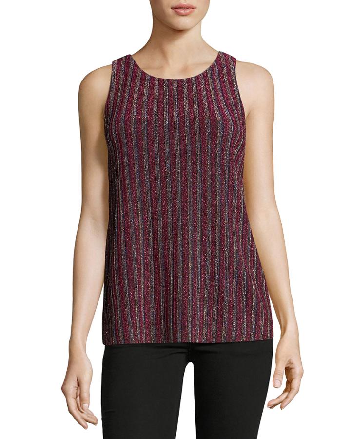 Glitter Stripe Pleated Tank