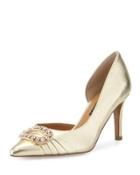 Baline Jeweled Half-d'orsay Pump, Gold