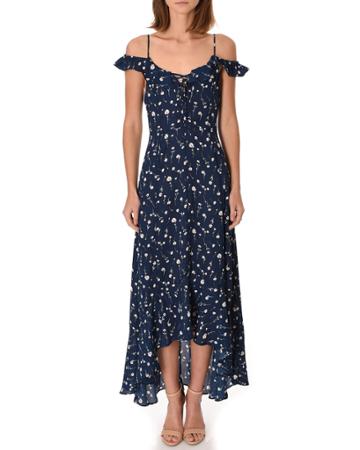 Ditsy Floral Cold Shoulder High-low Dress
