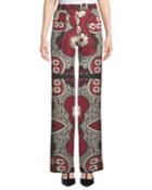 Symmetric Scarf-print Silk Palazzo Pants