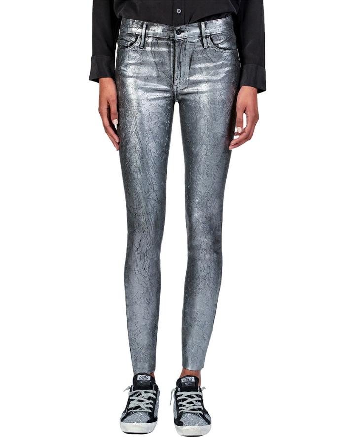 Noah Mid-rise Ankle Fray Jeans With Foil Coating