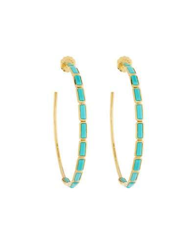 18k Gold Rock Candy Gelato #4 Hoop Earrings In Turquoise