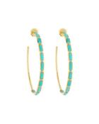 18k Gold Rock Candy Gelato #4 Hoop Earrings In Turquoise