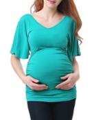 Maternity V-neck Short-sleeve Ruched Top