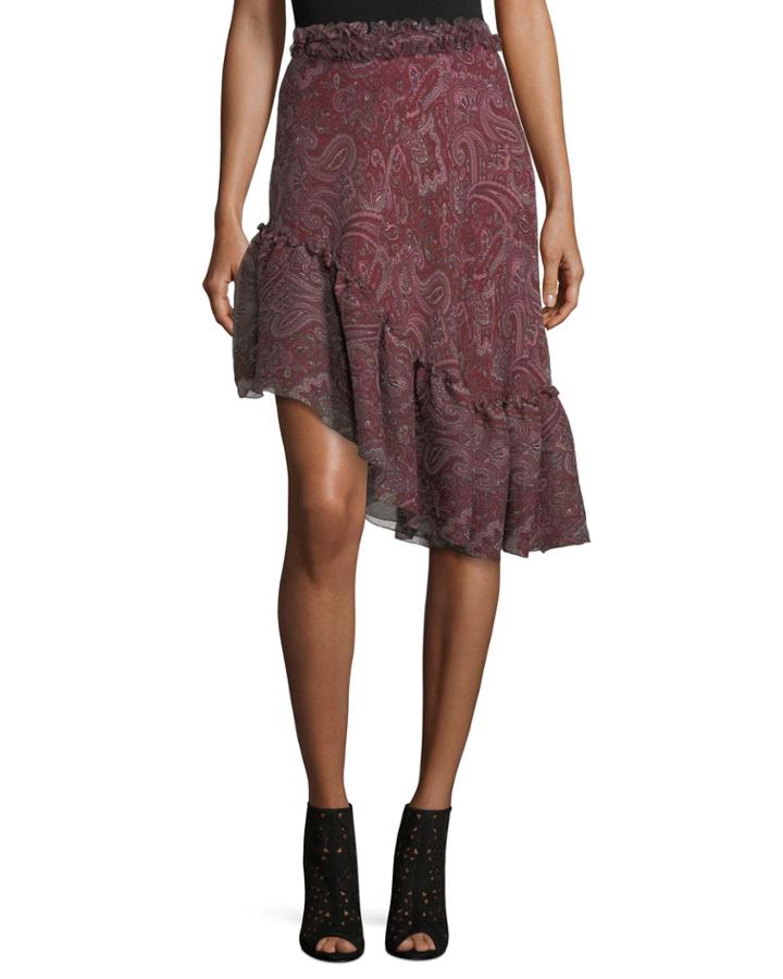 Paisley-print Silk Asymmetric