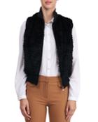 Mink Fur Layered Wool Vest