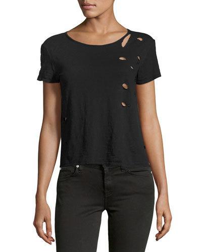 Distressed Slub Jersey Tee, Black
