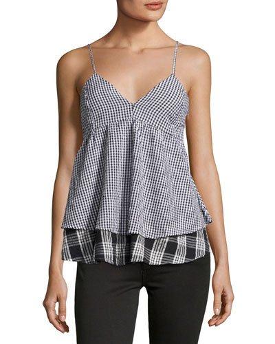 Layered Gingham Tank Top