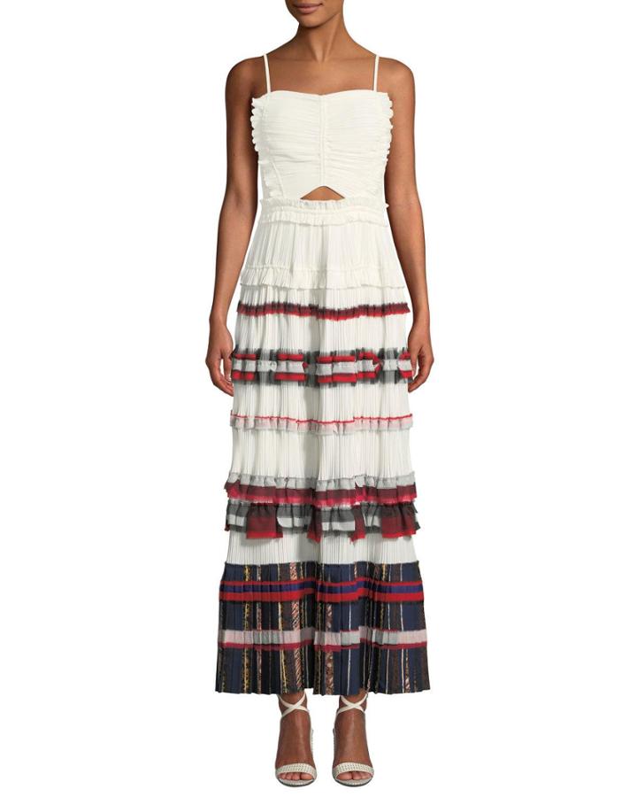 Pleated Ruffle Cami Maxi Dress Gown