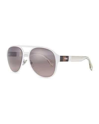 Plastic Round Aviator Sunglasses, White