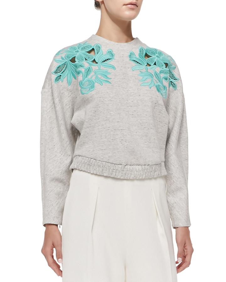 3.1 Phillip Lim Embroidered Lace Sweatshirt, Women's, Size: