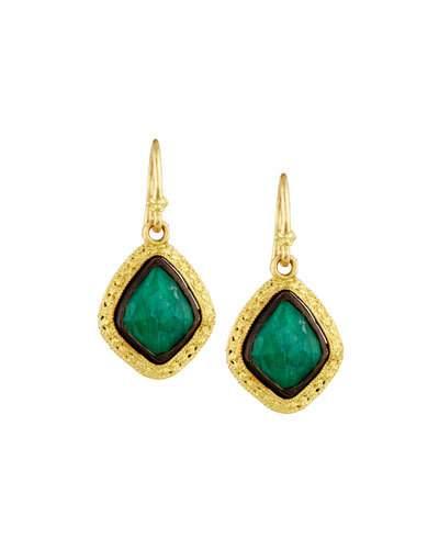 Old World 18k Malachite & Moonstone Kite Drop Earrings