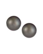 14k White Gold Black Tahitian Pearl Stud Earrings,