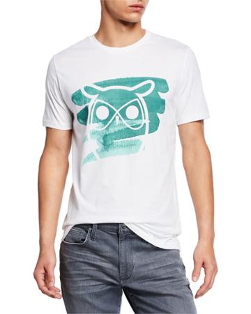 Men's Owl Brush Graphic Cotton T-shirt