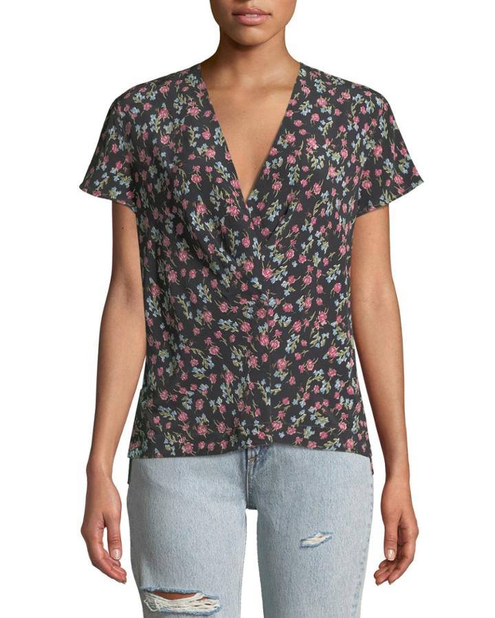 Shields Floral V-neck Short-sleeve Top