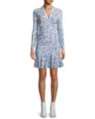 Rowe Bracelet-sleeve Ruched Asymmetric-placket Floral-print