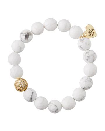 White Howlite Beaded Stretch Bracelet