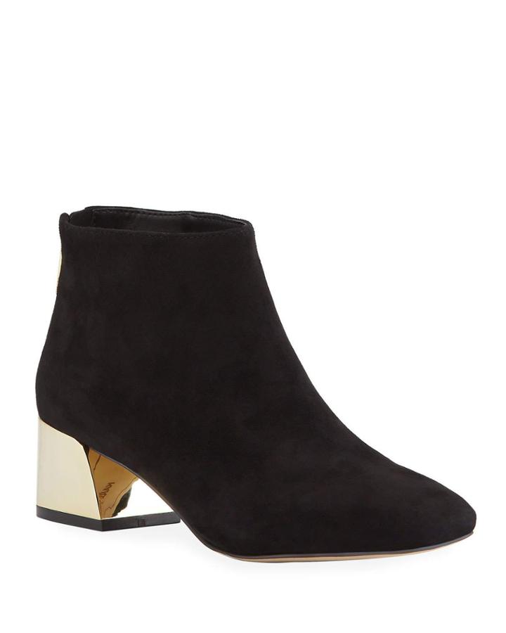 Hayden Suede Mirrored-heel Booties