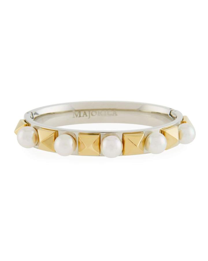 Two-tone Stud & Pearl Bracelet