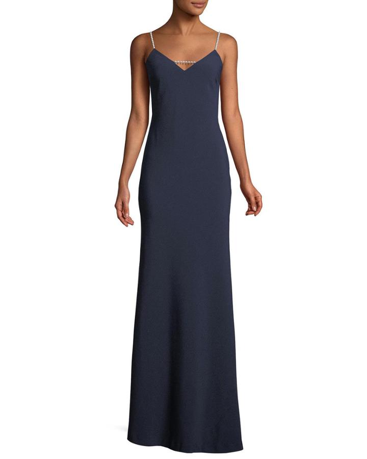 Sleeveless Pearly-strap Gown