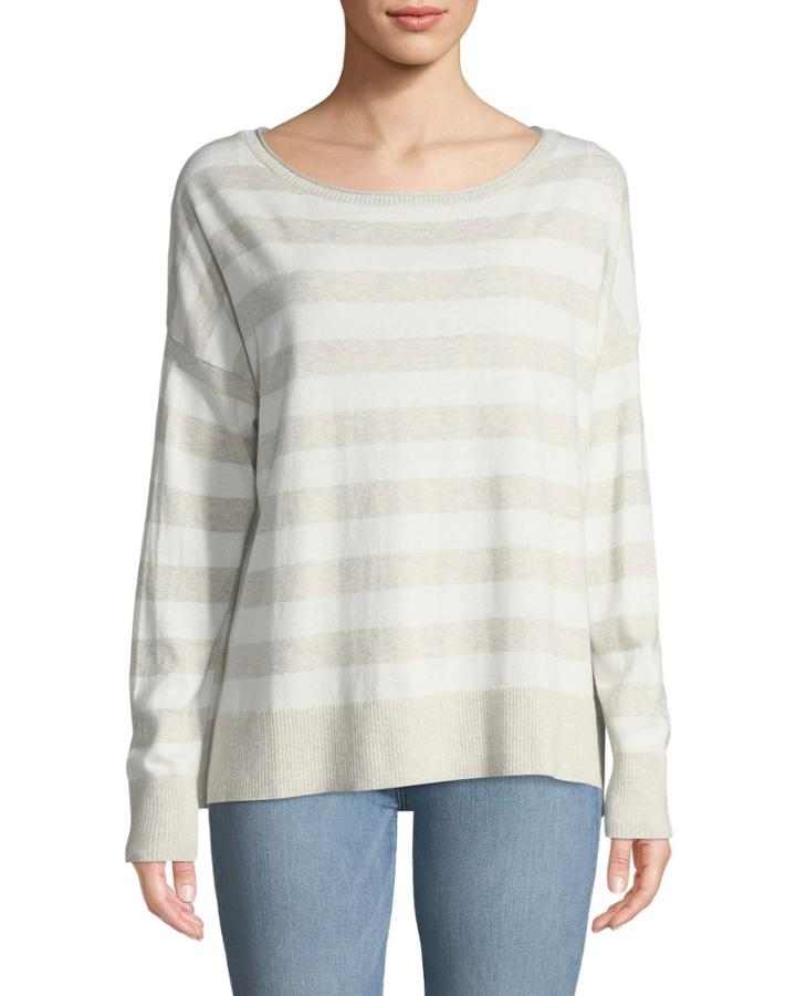Drop-shoulder Striped Pullover Tee