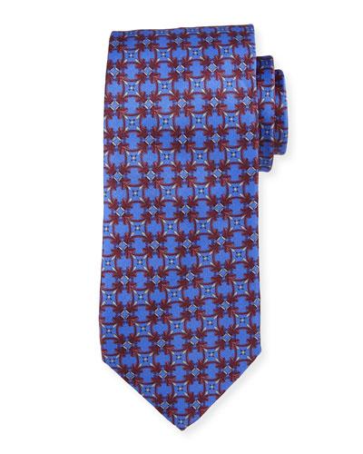 Geometric Silk Tie, Royal