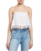 Bassett Cross-back Lace-trim Crop Top