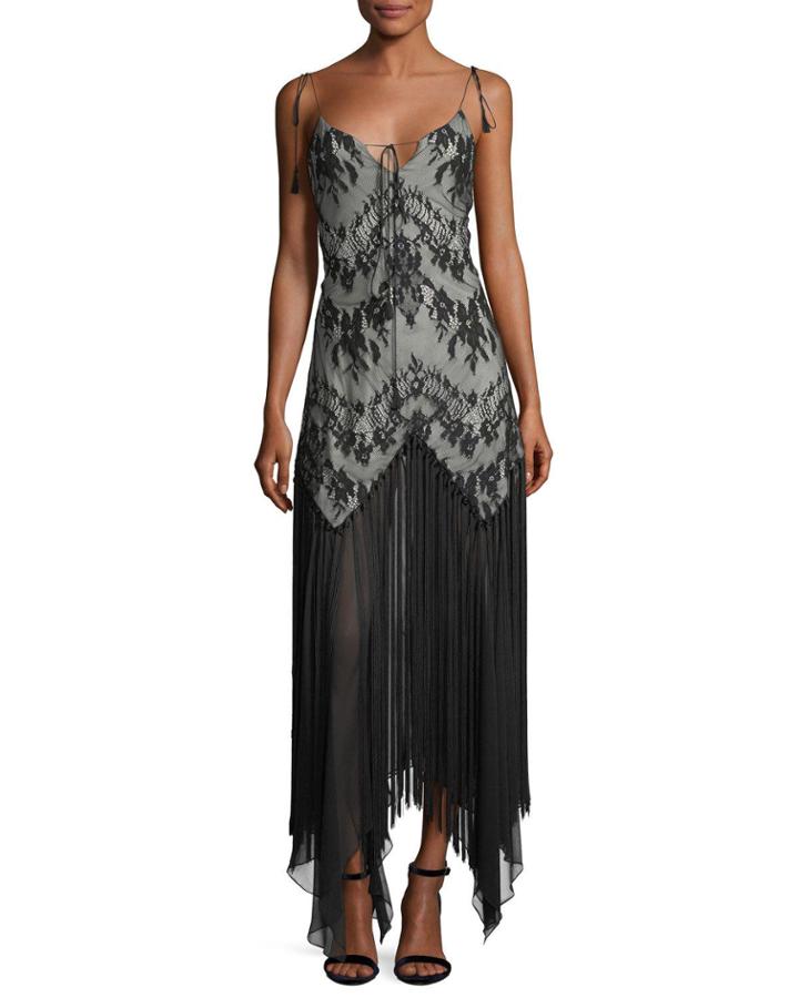 Alicia Sleeveless Lace Handkerchief Evening Dress