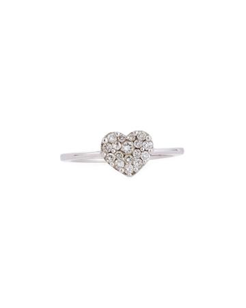 18k White Gold Round Diamond Heart Ring,