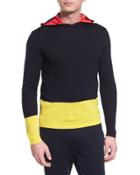 Colorblock Knit Hoodie, Navy