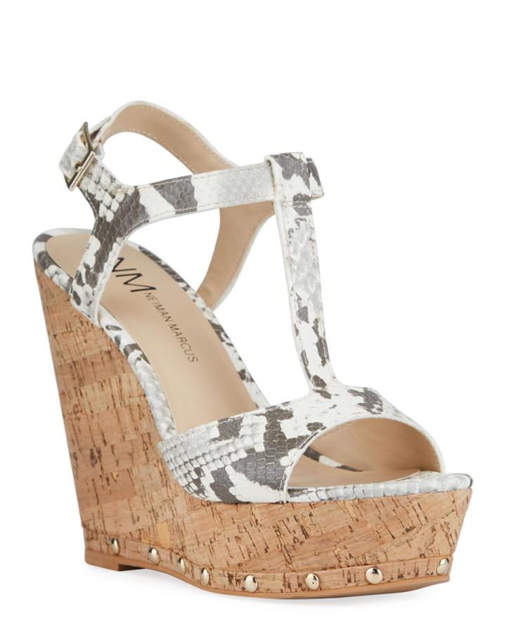 Snake-print Cork Wedge